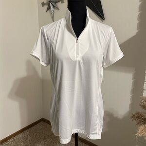 Classic White Short Sleeve Mock Polo Women's Golf Shirt